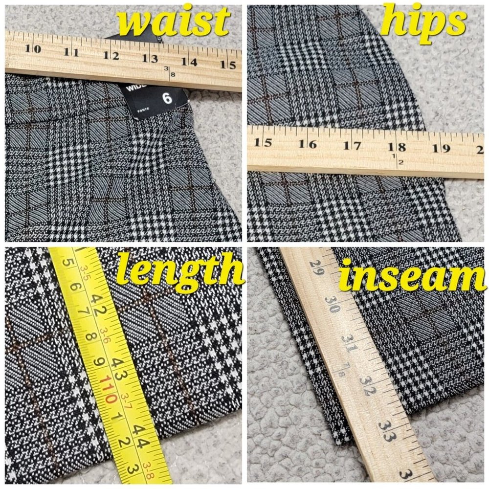 7th Avenue Design Studio NY Co Womens Gray Plaid Ponte Pants Wide Leg Size 6 NWT - Picture 14 of 15